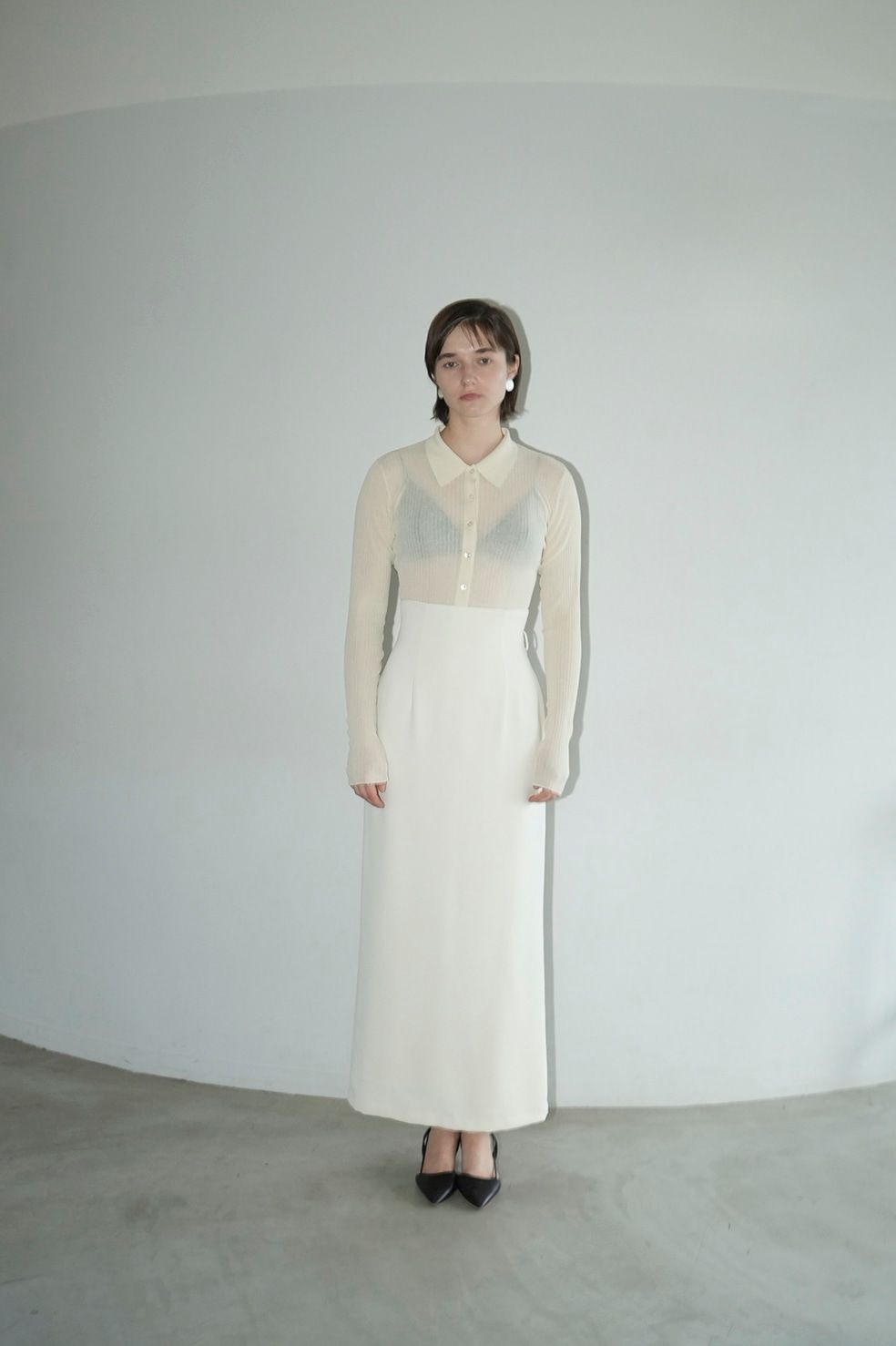 ハイウエストマキシスカート - IVORY - HIGH WAIST STRAIGHT MAXI SKIRT