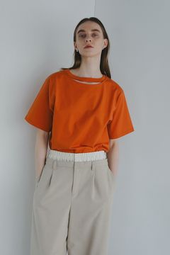 スリットネックトップス - SLIT NECK CUT TOPS - ORANGE