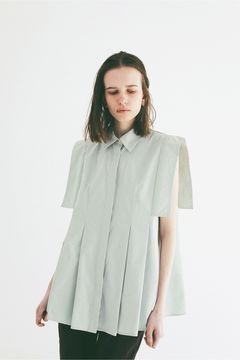 パネルプリーツ スクエアスリーブシャツ - PANELL PLEAT SQUARE SLEEVE SHIRTS (MINT)