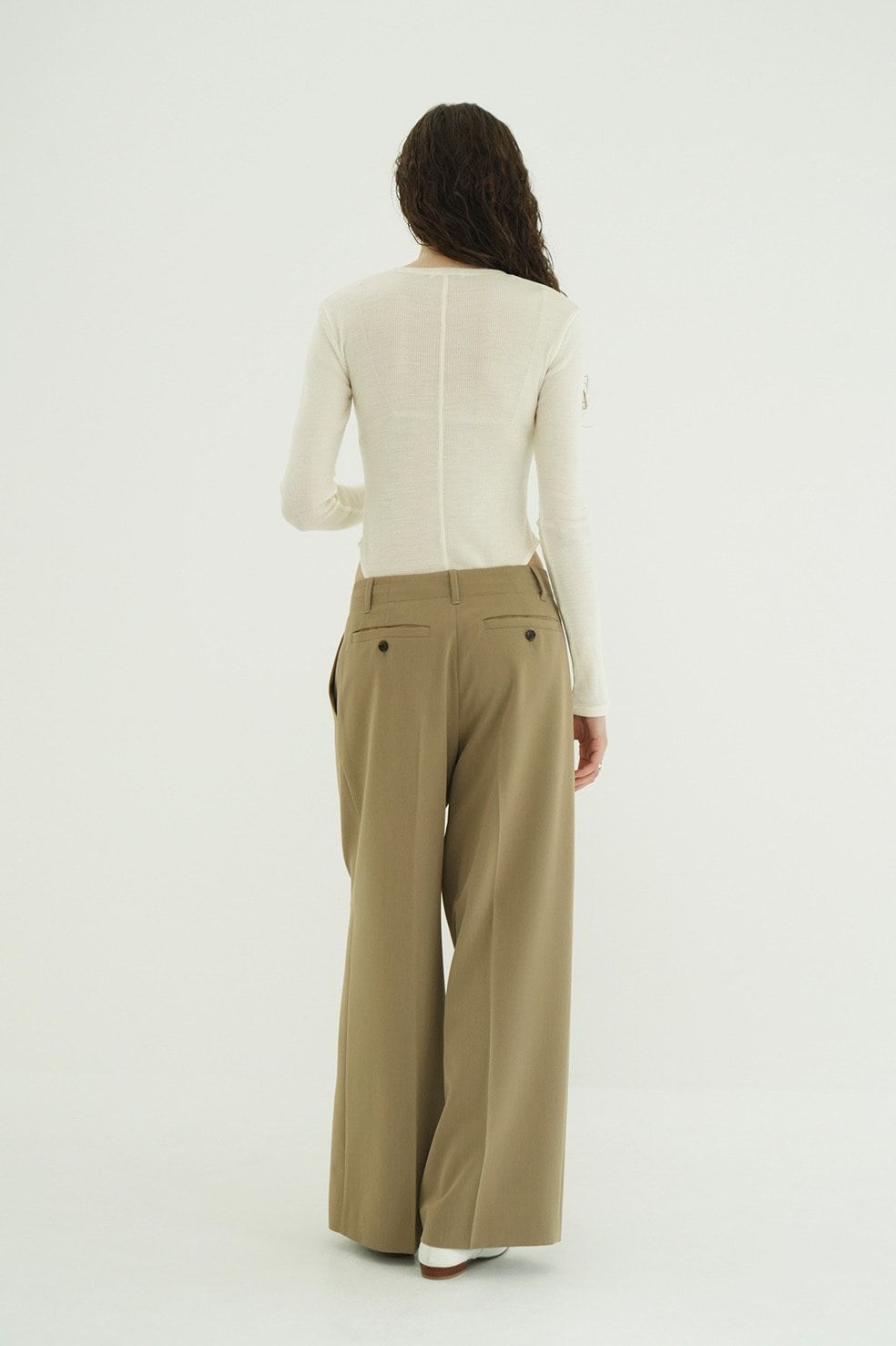 ローウエストタックルーズスラックス -  LOW WAIST TUCKED LOOSE SLACKS(BEIGE)