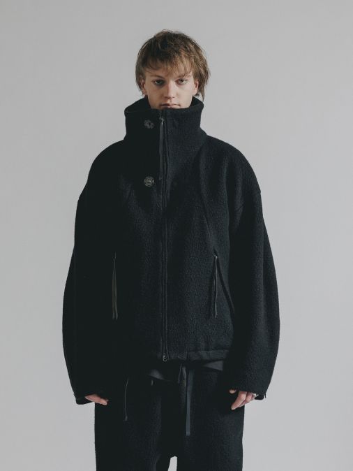 ウールパイル ハイネックジャケット (A-BLACK)