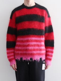ボーダー モヘアニット - MOHAIR BORDER KNIT - BLACK × RED × PINK