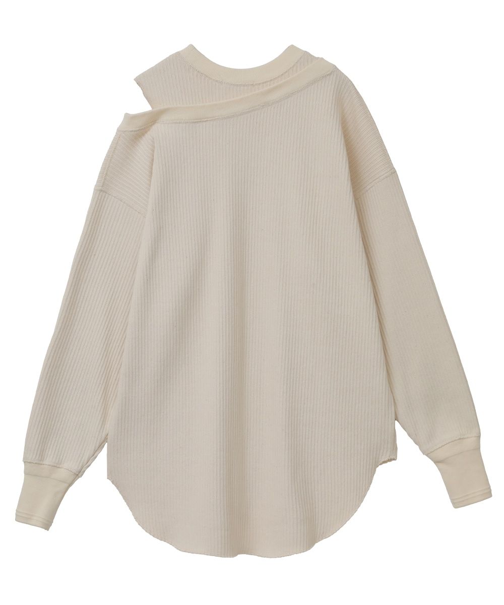 CLANE - ASYMMETRY SHOULDER POINT TOPS IVORY