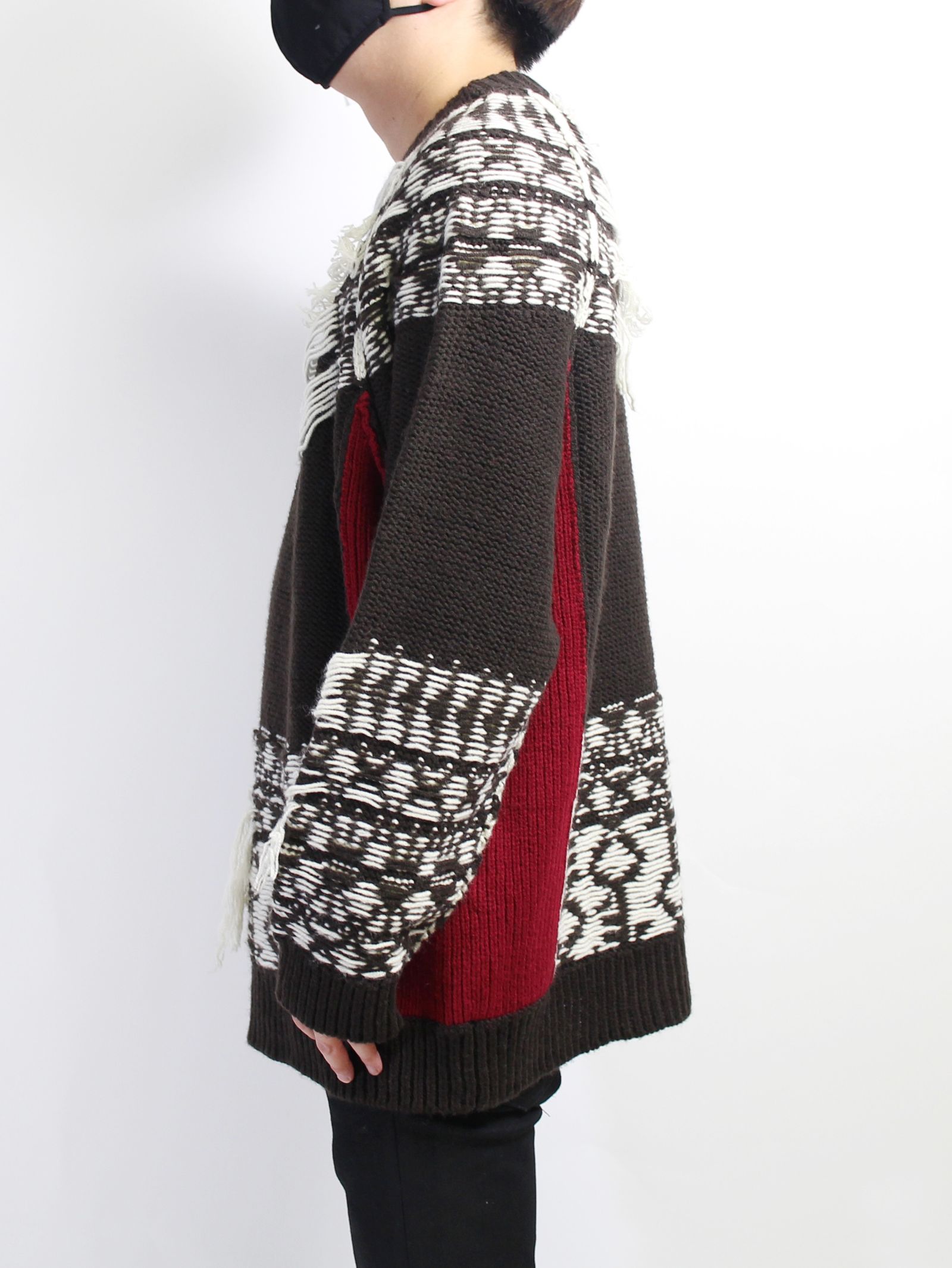 YUKI HASHIMOTO ユウキハシモト 21AW INSIDEOUT WAREHOUSE PATTERN JUMPER インサイドアウト ウェアハウスパターン ニットセーター ブラウン 212-01-0502