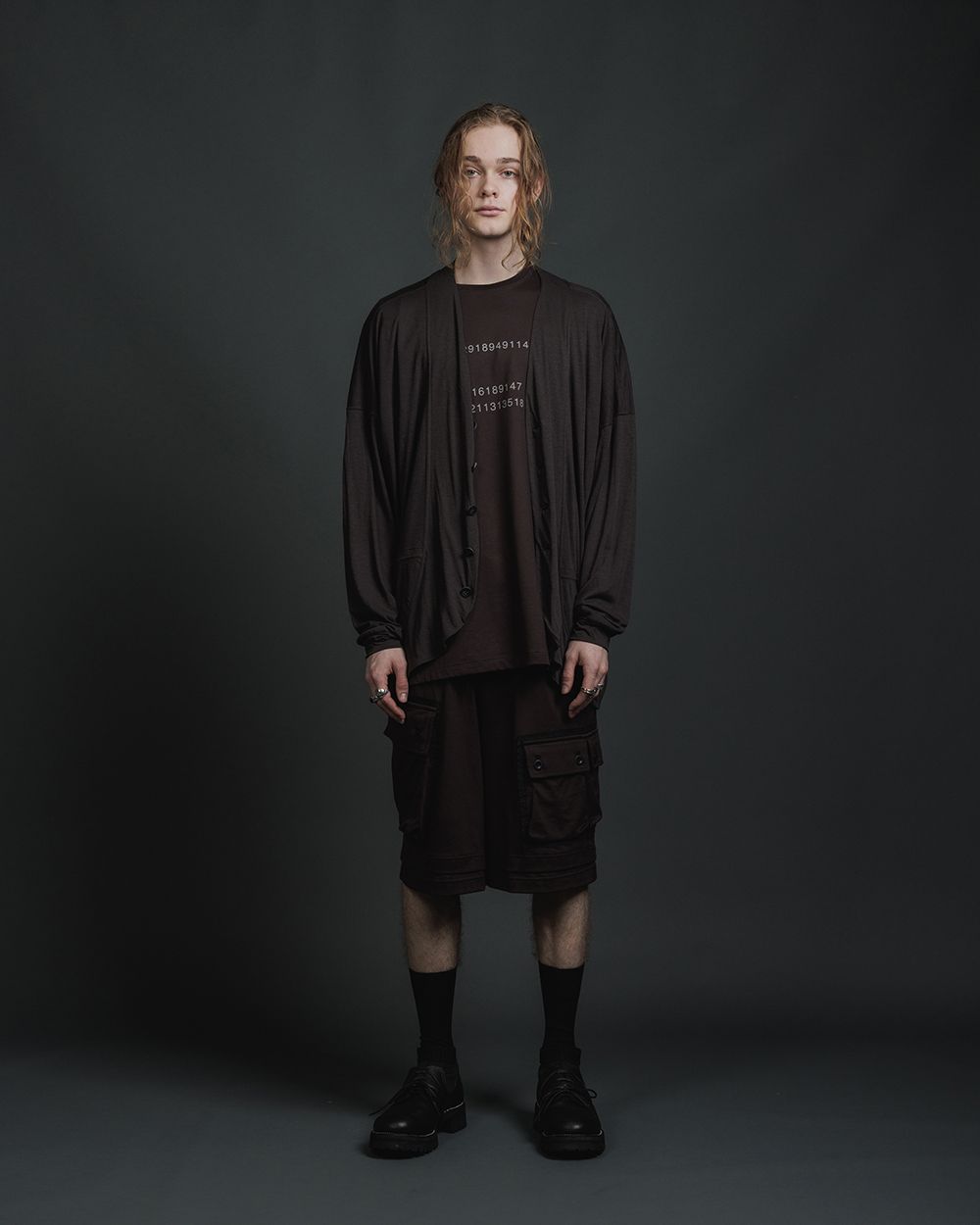 天竺 ショーツ - jersey baggy short - BLACK