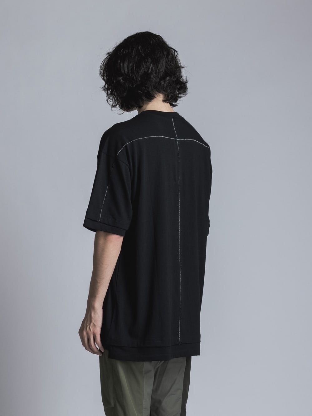The Viridi-anne - ソフト天竺 レイヤード風 半袖Tシャツ BLACK