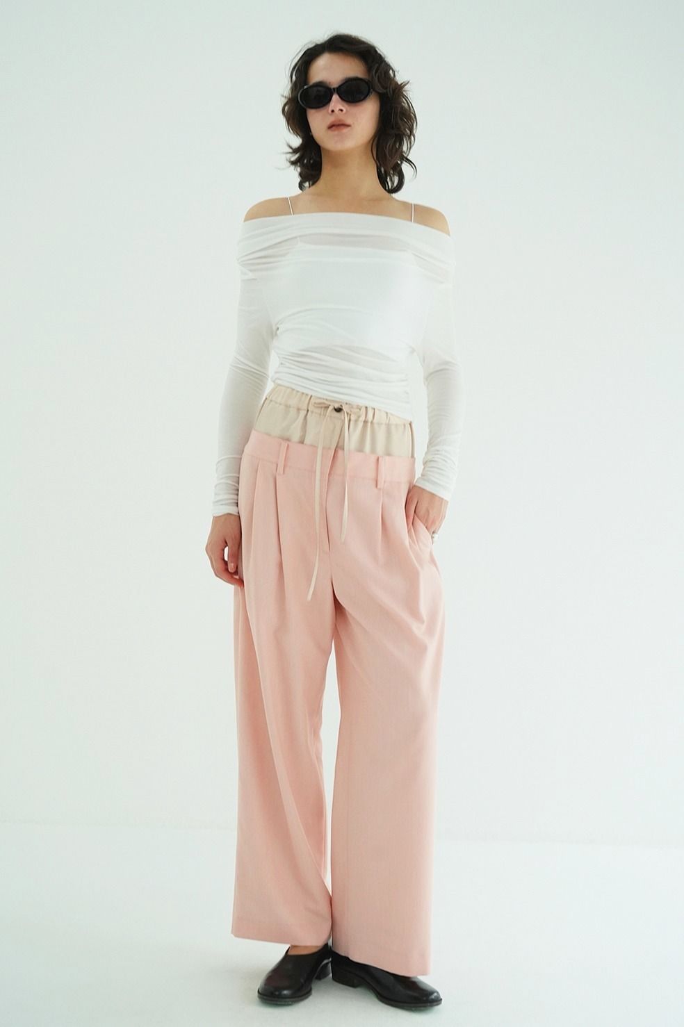 ダブルレイヤード スラックス - W WAIST WIDE SLACKS (PINK)