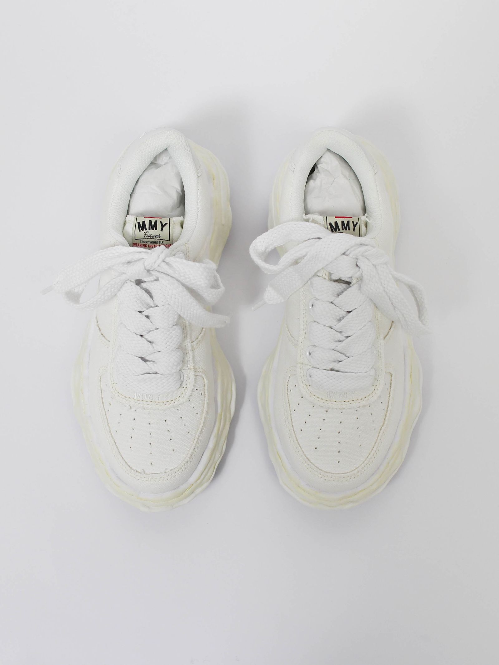 "WAYNE" OG Sole CANVAS LEATHER Low-top Sneake - WHITE