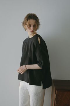 ショルダー スラッシュ Tシャツ - SLEEVE SLASH PULL TOPS - CHARCOAL GREY