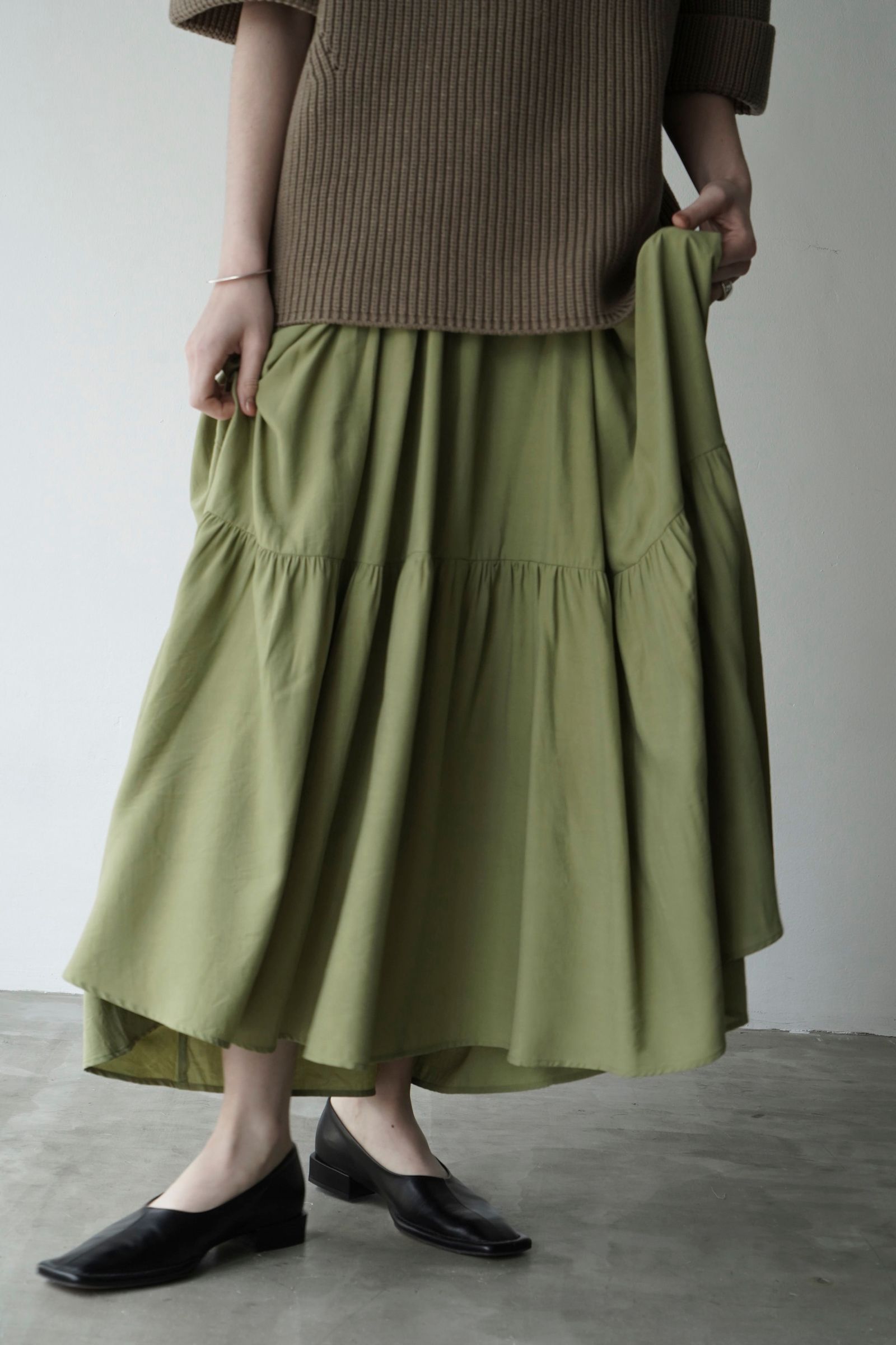 CLANE - CURVE LINE TIERED SKIRT - MINT | ADDICT WEB SHOP