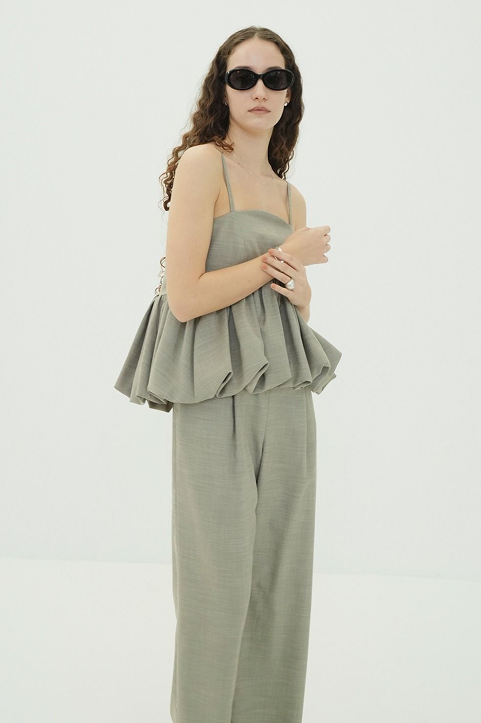 オールインワン -  PEPLUM LAYERED ALL IN ONE (GRAY)