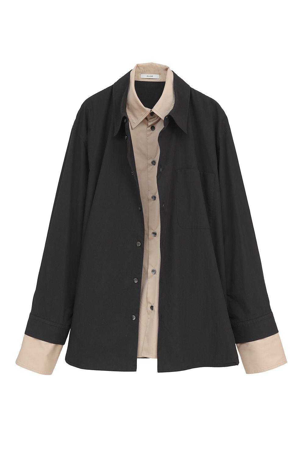 レイヤードシャツ - TWO TONE LAYERED SHIRTS(BLACK)