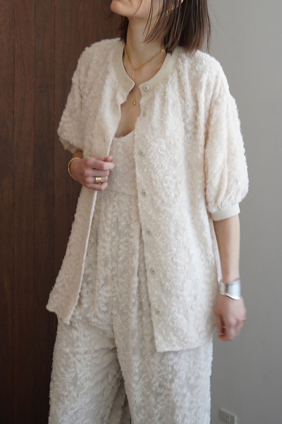 CLANE - フリンジ ハーフスリーブ カーディガン - FRINGE HALF SLEEVE CARDIGAN - IVORY | ADDICT  WEB SHOP