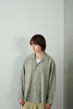 カーテンレース スリット シャツ - CURTAIN LACE SLIT SHIRT - MOSS GREEN