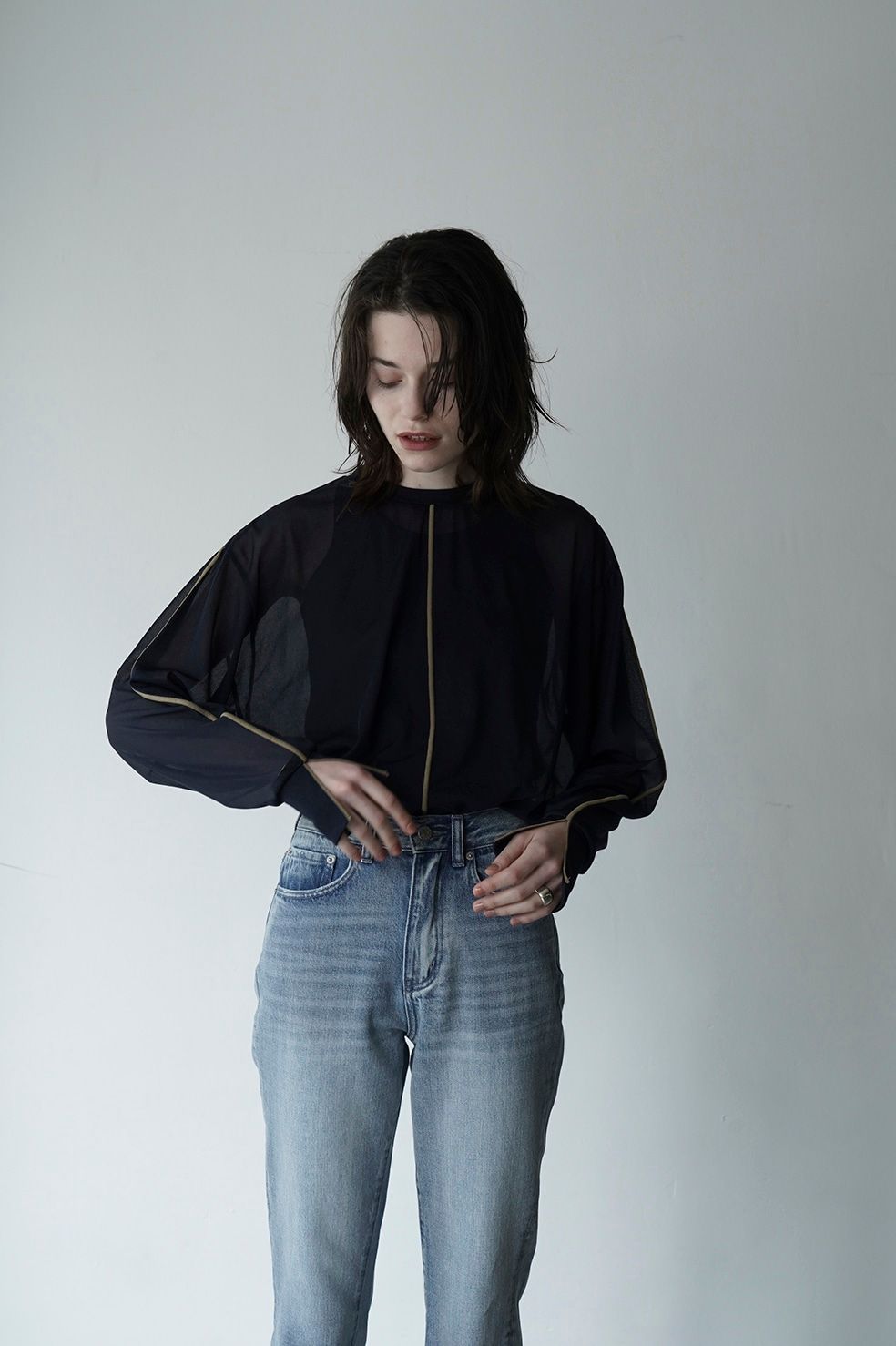 CLANE LINE SHEER N/S TOPS - NAVY