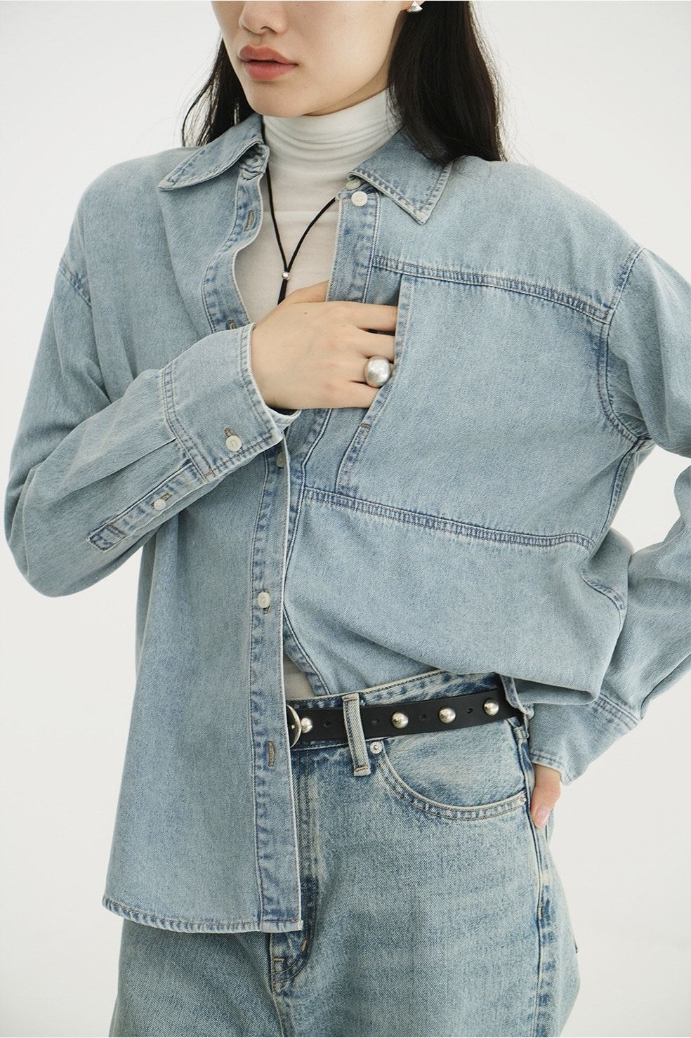 コンパクトデニムシャツ | COMPACT DENIM SHIRTS (ICE BLUE)