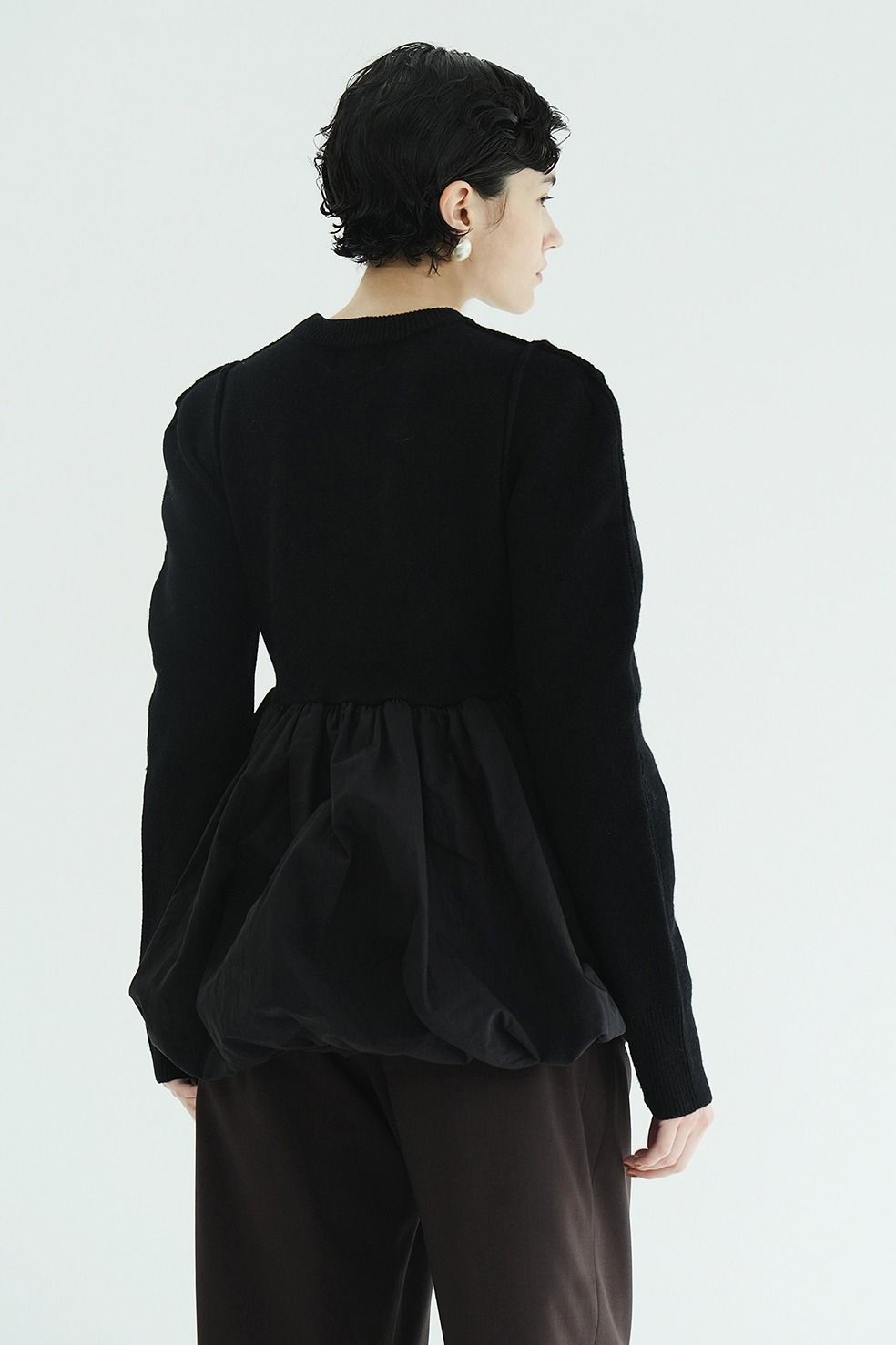 ドッキングニットトップス |  DOCKING POWERSHOULDER KNIT TOPS (BLACK)