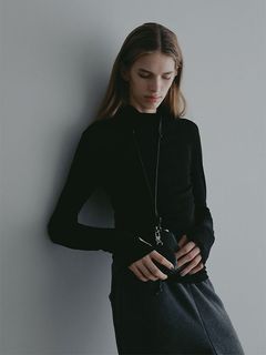 バーサタイルハイネックシアーロンTee ( BLACK)