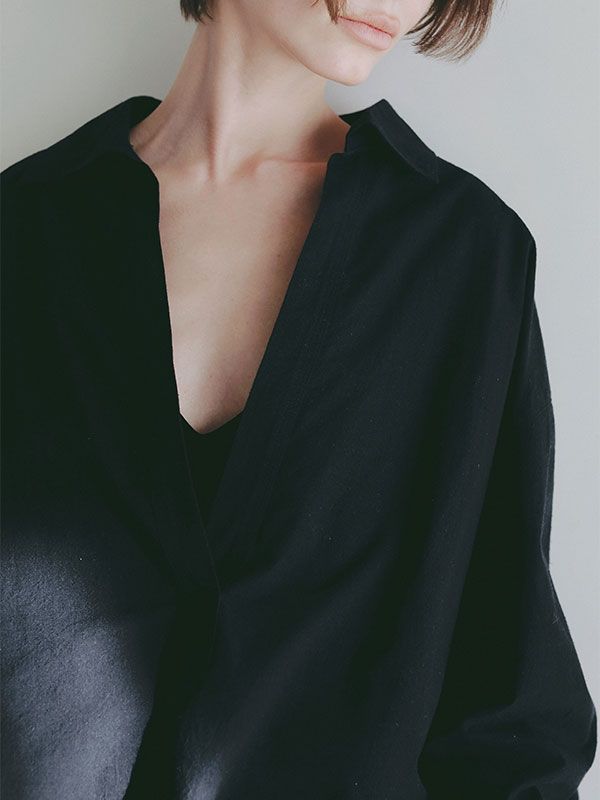 コットンシルクスキッパーシャツ - NAVY