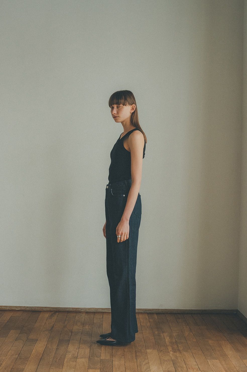 ワンショルダーレイヤードトップス - VONE SHOULDER LAYERD TANK TOPS BLACK