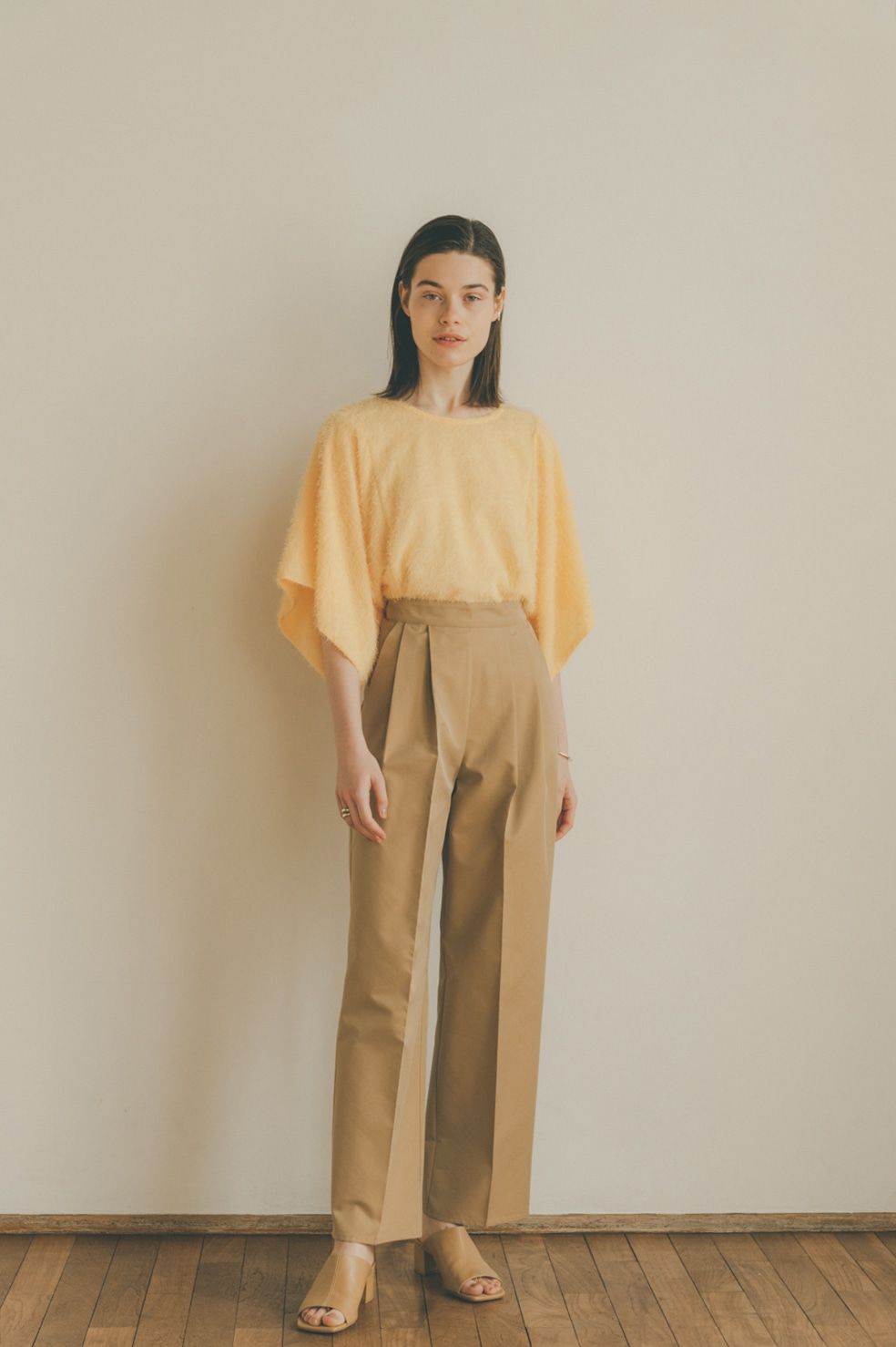 CLANE BACK RIBBON PANTS KHAIKI-