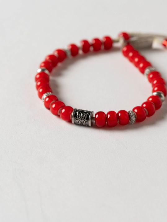 ”KMY ”BEADED BRACELET- ビーズブレスレット - RED