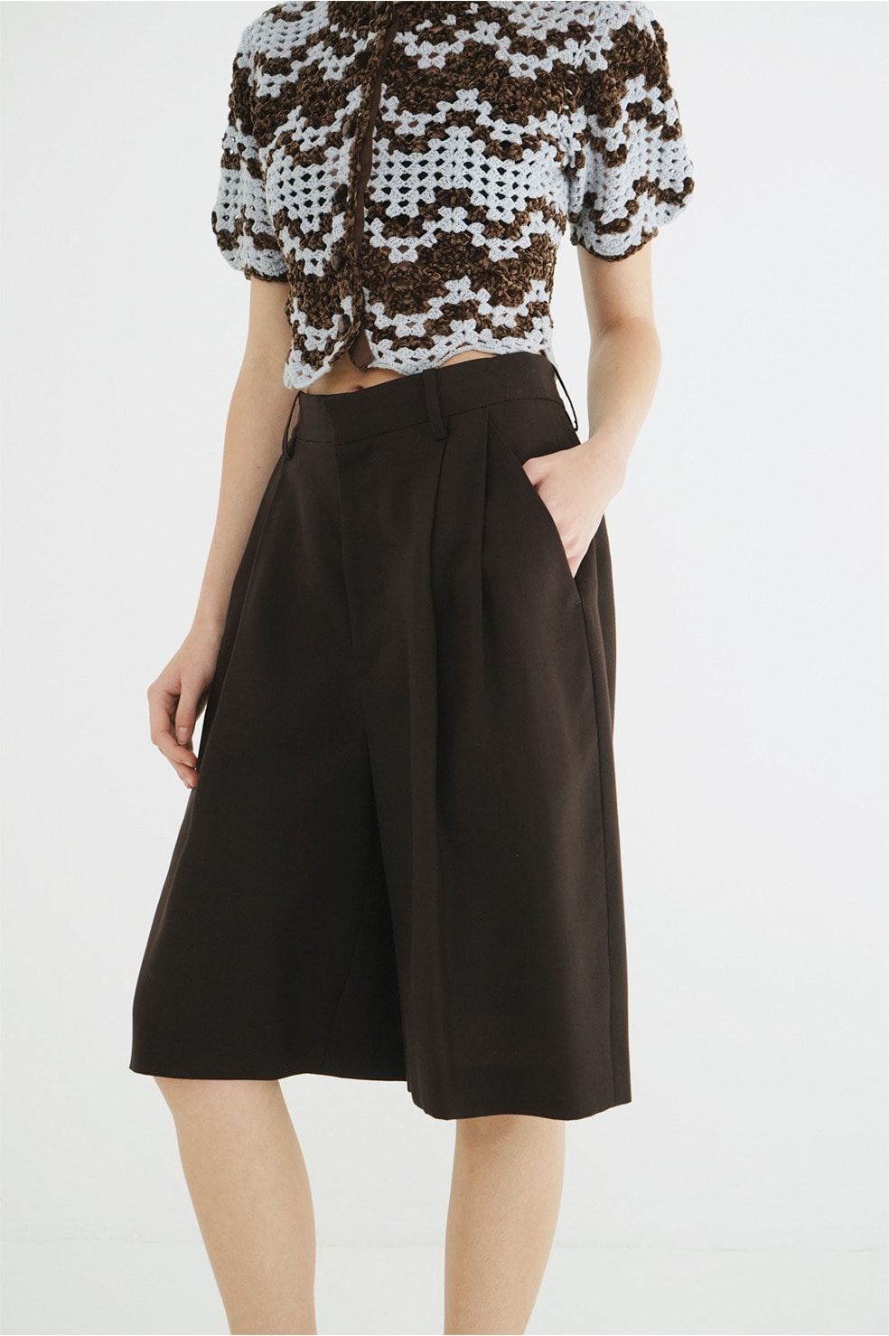 テンセルハーフパンツ - TENCEL HALF PANTS (BROWN)