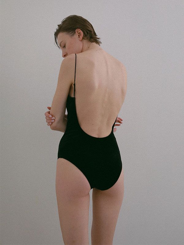 ナローストラップベロアスウィムウェア (BLACK)