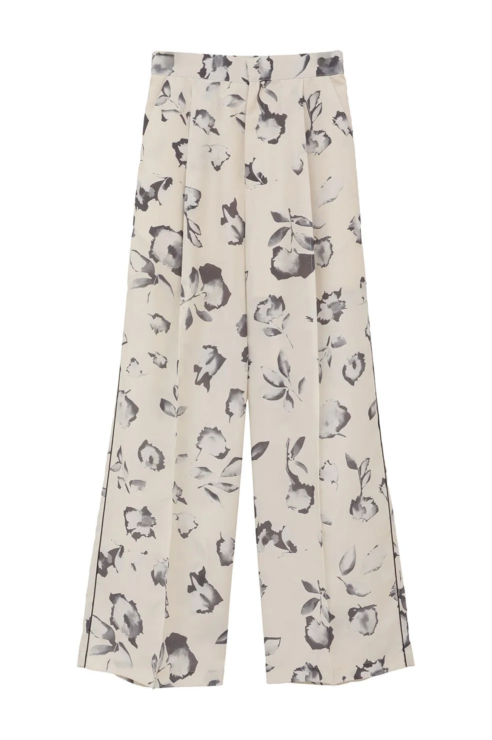 フラワーワイドパンツ - BLURRED FLOWER WIDE PANTS - IVORY