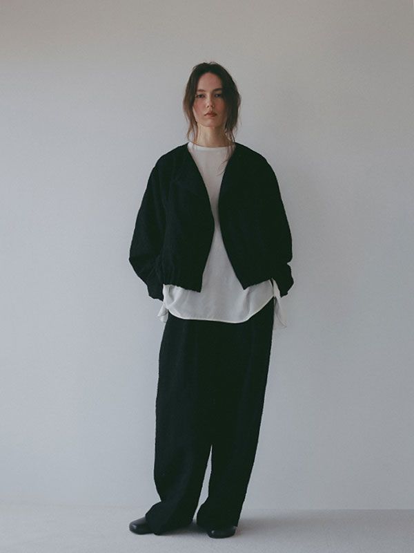 コットンジャガードカーブパンツ （BLACK)