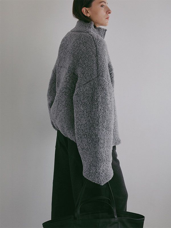 ボンディングニットフリースブルゾン （GREY)