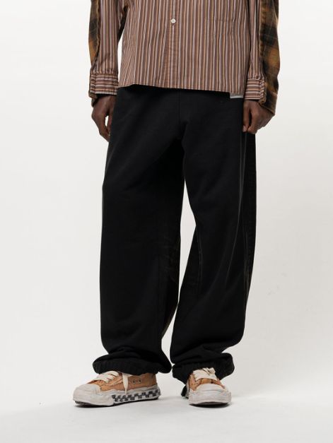 コンバインド スウェット デニム パンツ - Combined Sweat Denim Pants（BLACK)