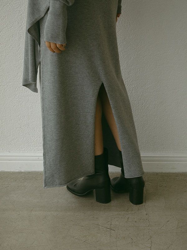 2ピース ニットIラインスカート - GREY