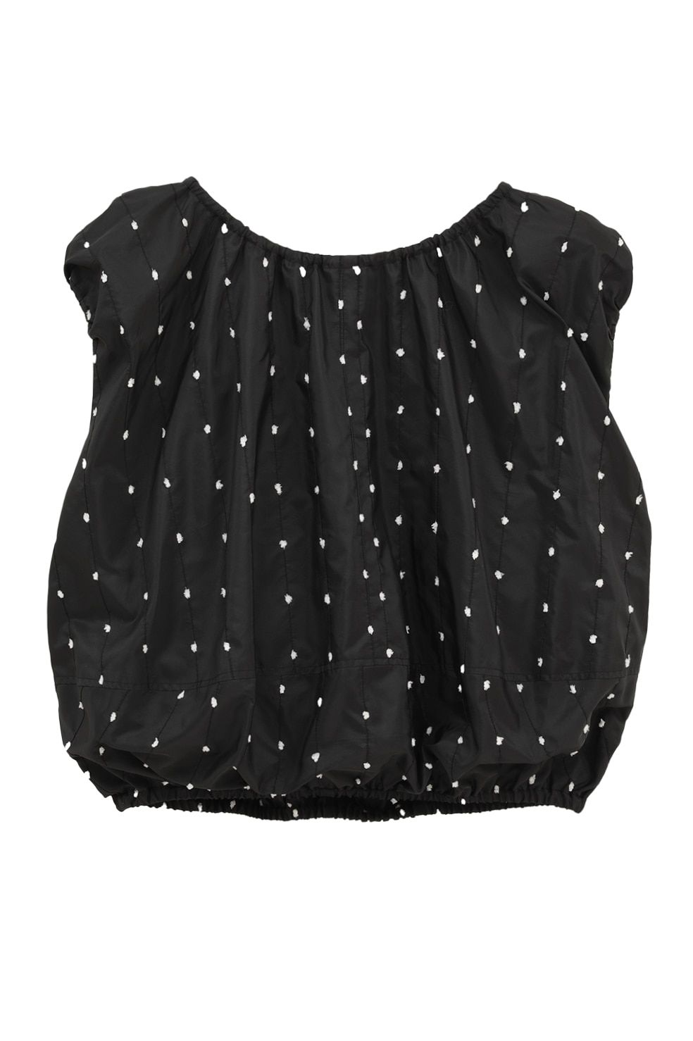 リボントップス -  W FACE DOT SLEEVELESS RIBBON TOPS (BLACK)