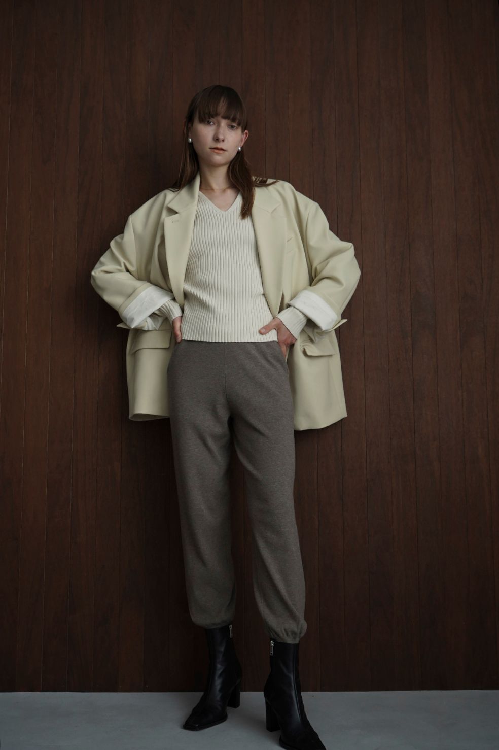 CLANE - スリム ニット パンツ - SLIM KNIT PANTS - BEIGE