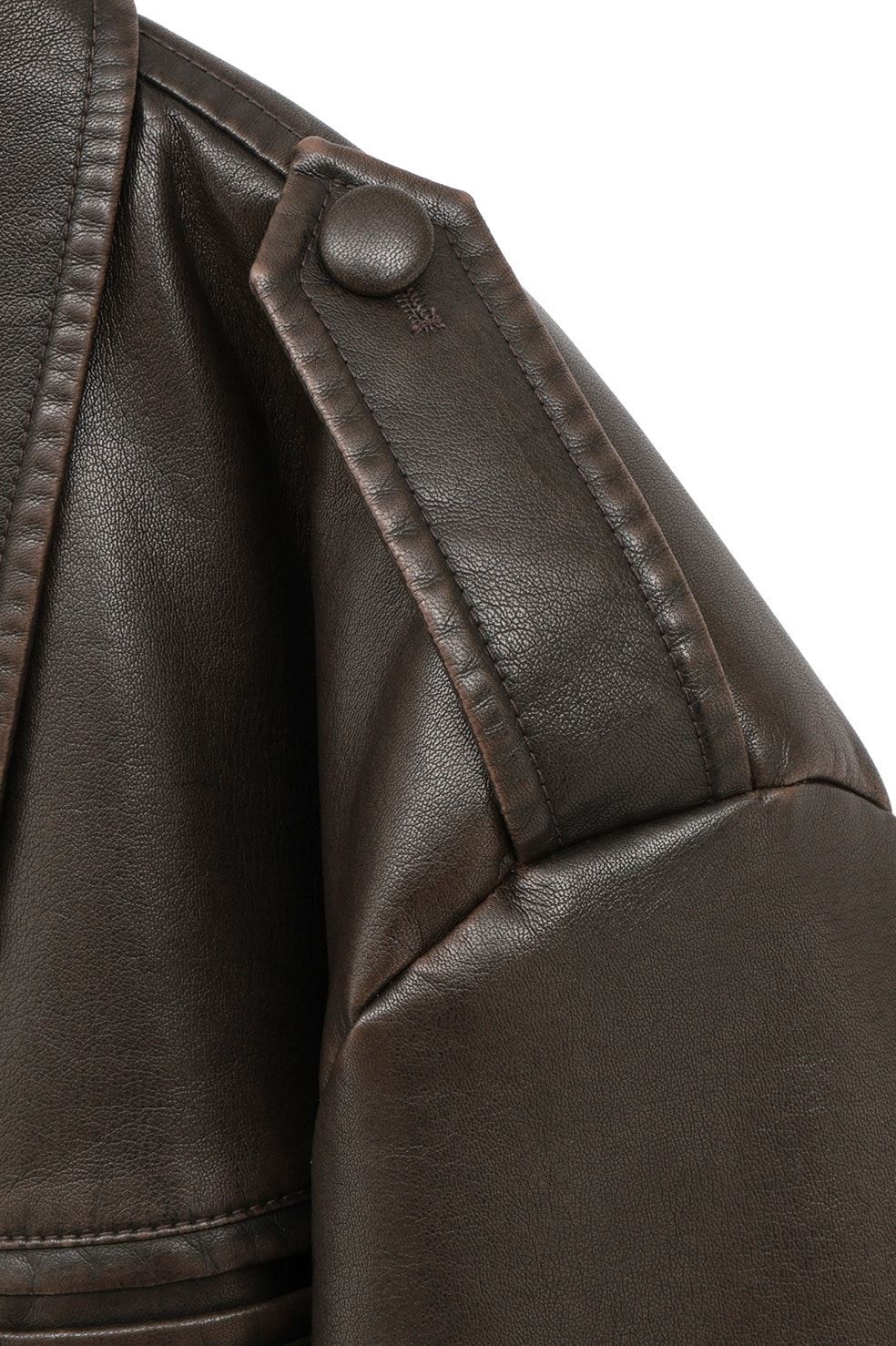 バルキーラインシングルレザージャケット - BULKY LINE SINGLE LEATHER JACKET (BROWN)