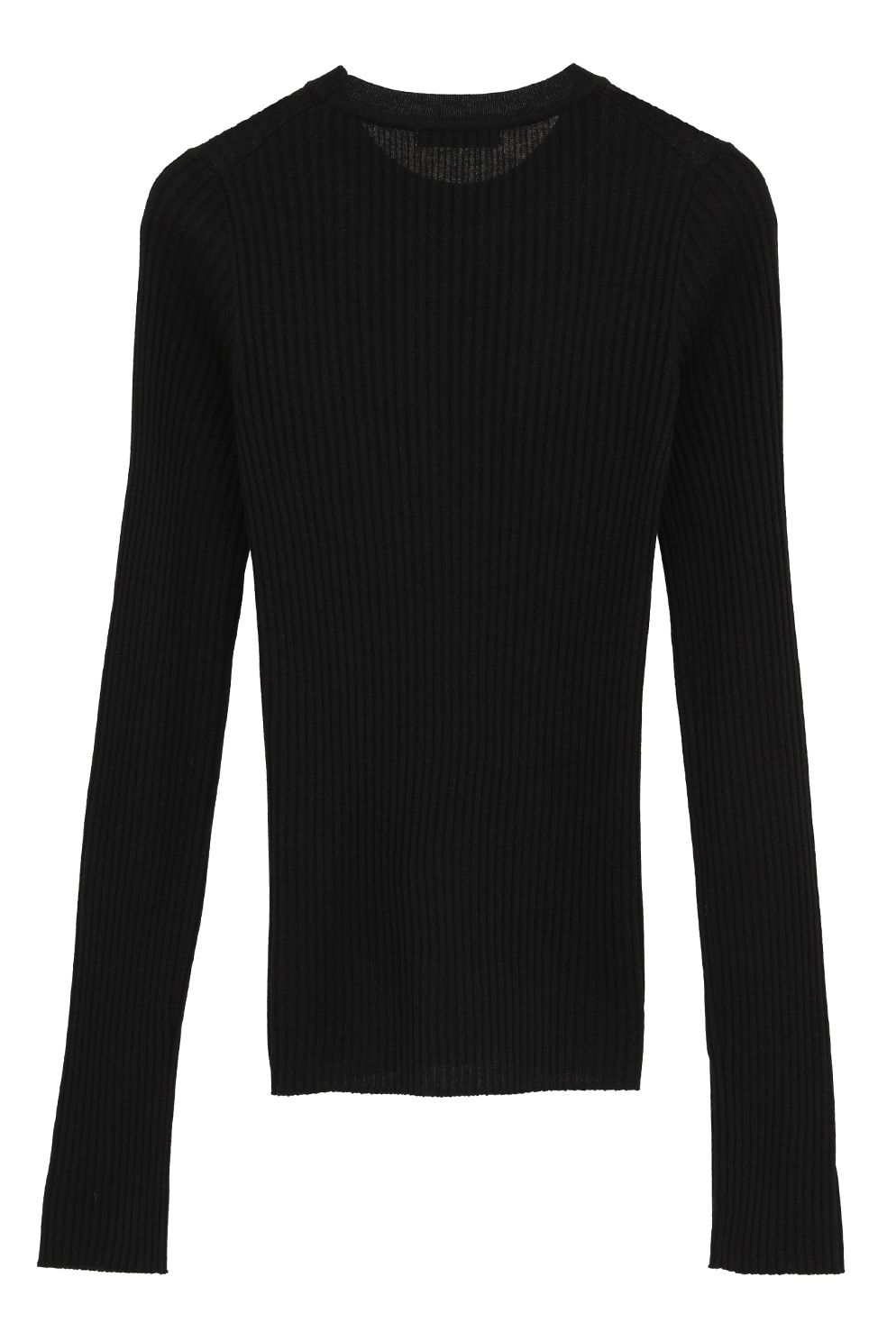 シアーリブニットカットソー | SHEER RIB KNIT TOPS (BLACK)