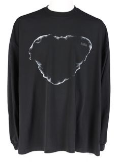 プリントロングスリーブ Tシャツ  -  BLACK
