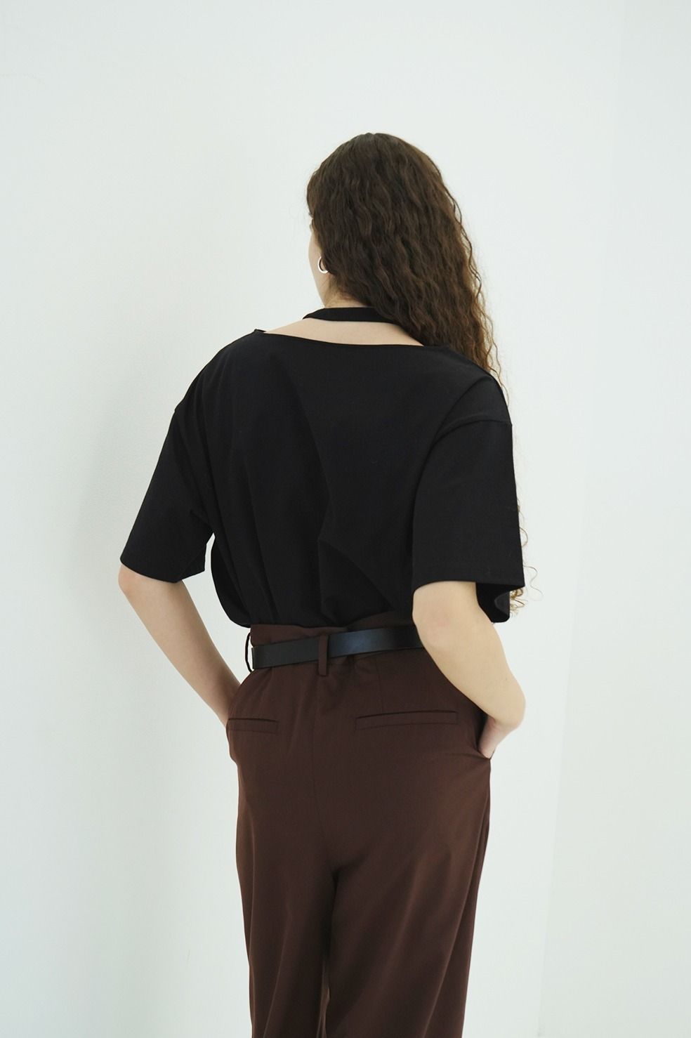 ダブルフェイストップス - W FACE NOTCHED RIB OVER TOPS (BLACK)