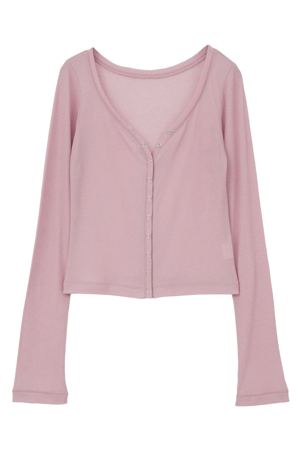 タンクトップ+カーディガン - CURVED NECK LAYERED SET TOPS （PINK）