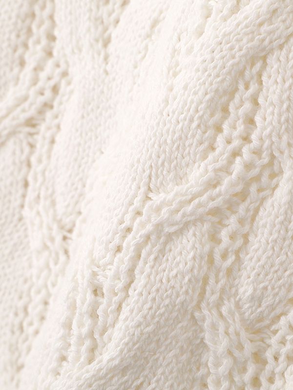 コードヤーンケーブルニットワンピース (WHITE)