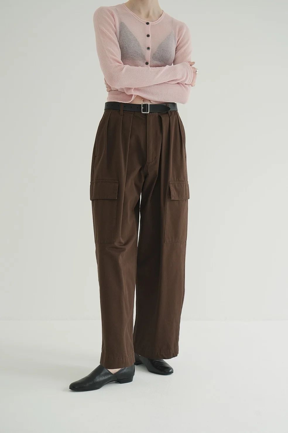 ワイドタックワークパンツ - WIDE TUCK WORK PANTS -  BROWN