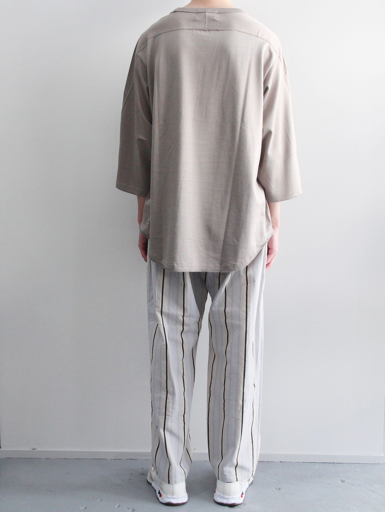 七分袖フットボールTシャツ - "QUARTER SLEEVE FOOTBALL TEE - Rayon plating jersey - GREY