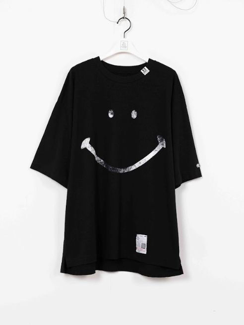 スマイリーフェイス プリントティーシャツ - smily face PT Tee - BLACK