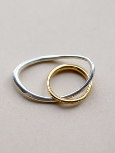 デュオリング MIX ゴールド 指輪 シンプル デザイン ユニセックス アクセサリー