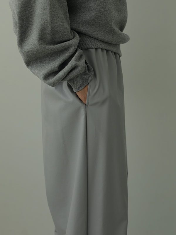 ライトフェイクレザーワイドパンツ -  GREY