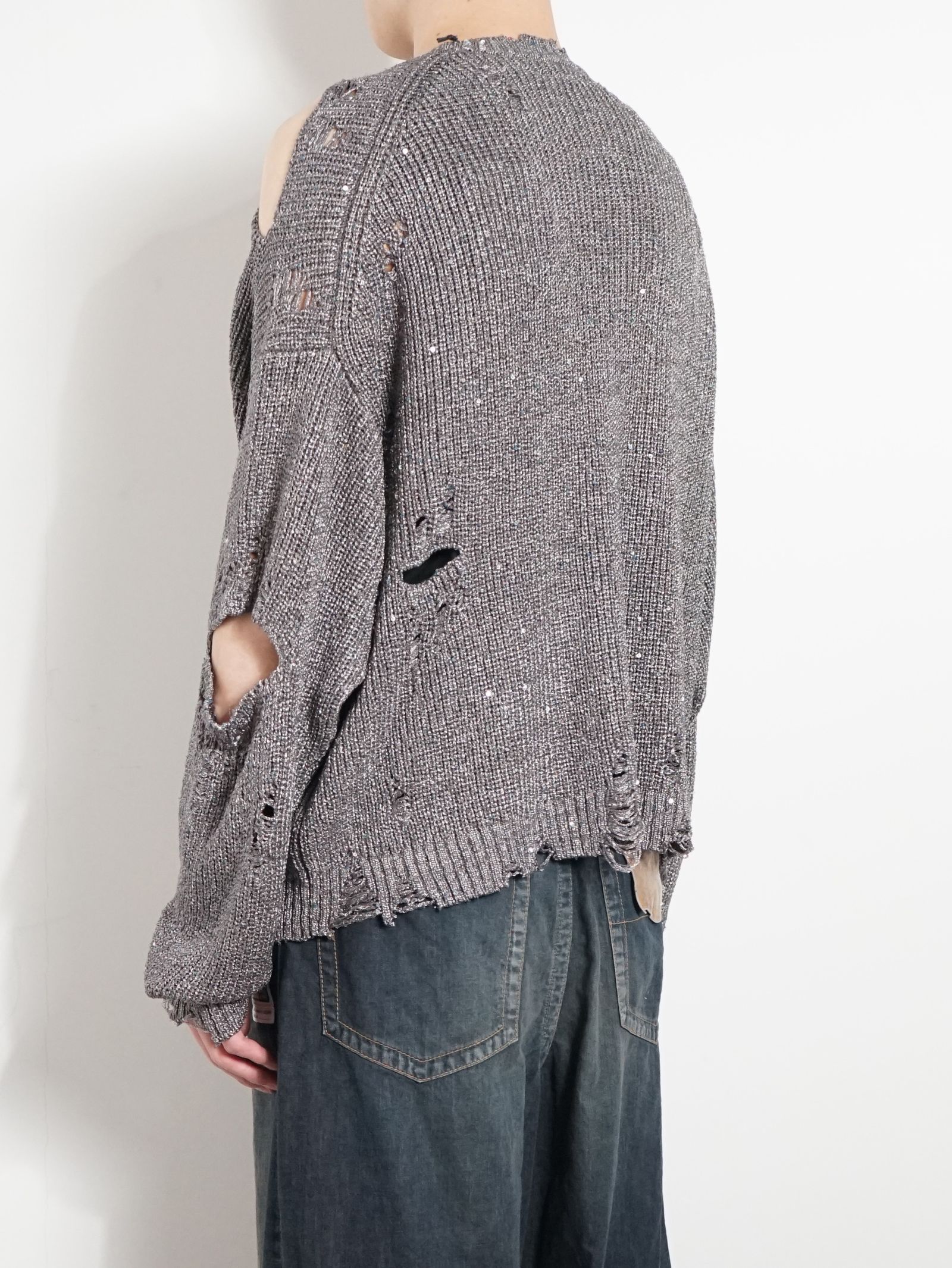 スプリングニットプルオーバー - SANGLE KNIT CARDIGAN - GREY