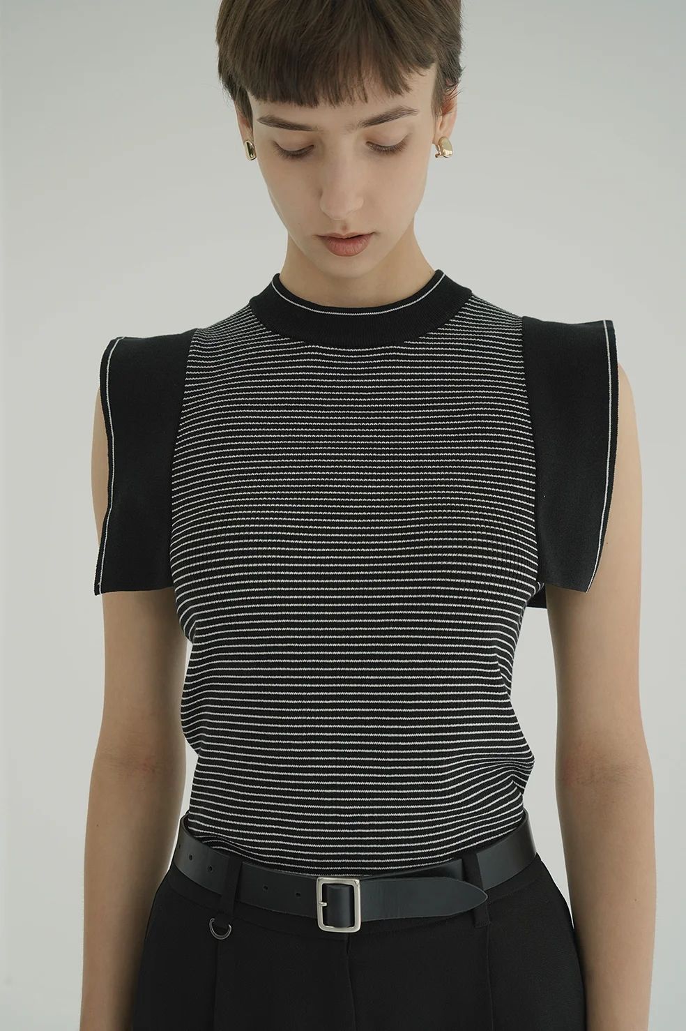 CLANE トップス スクエアスリーブニットブラック CLANE - スクエアスリーブニットトップス | SQUARE SLEEVE KNIT