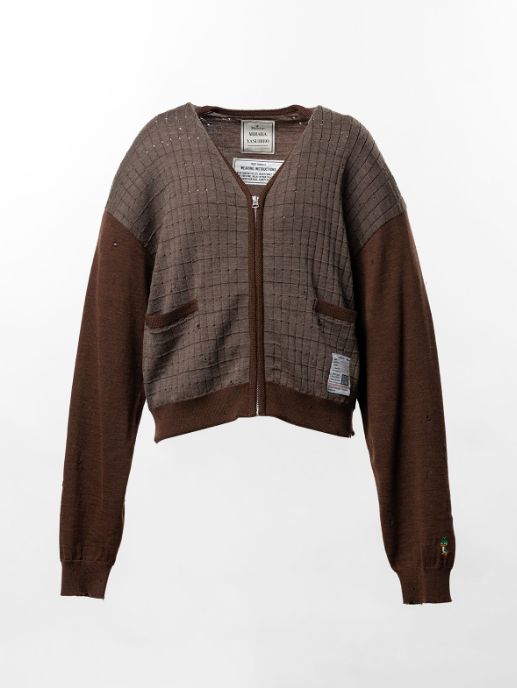 ディストレスト ニットカーディガン - Distressed Knit Cardigan (BROWN)