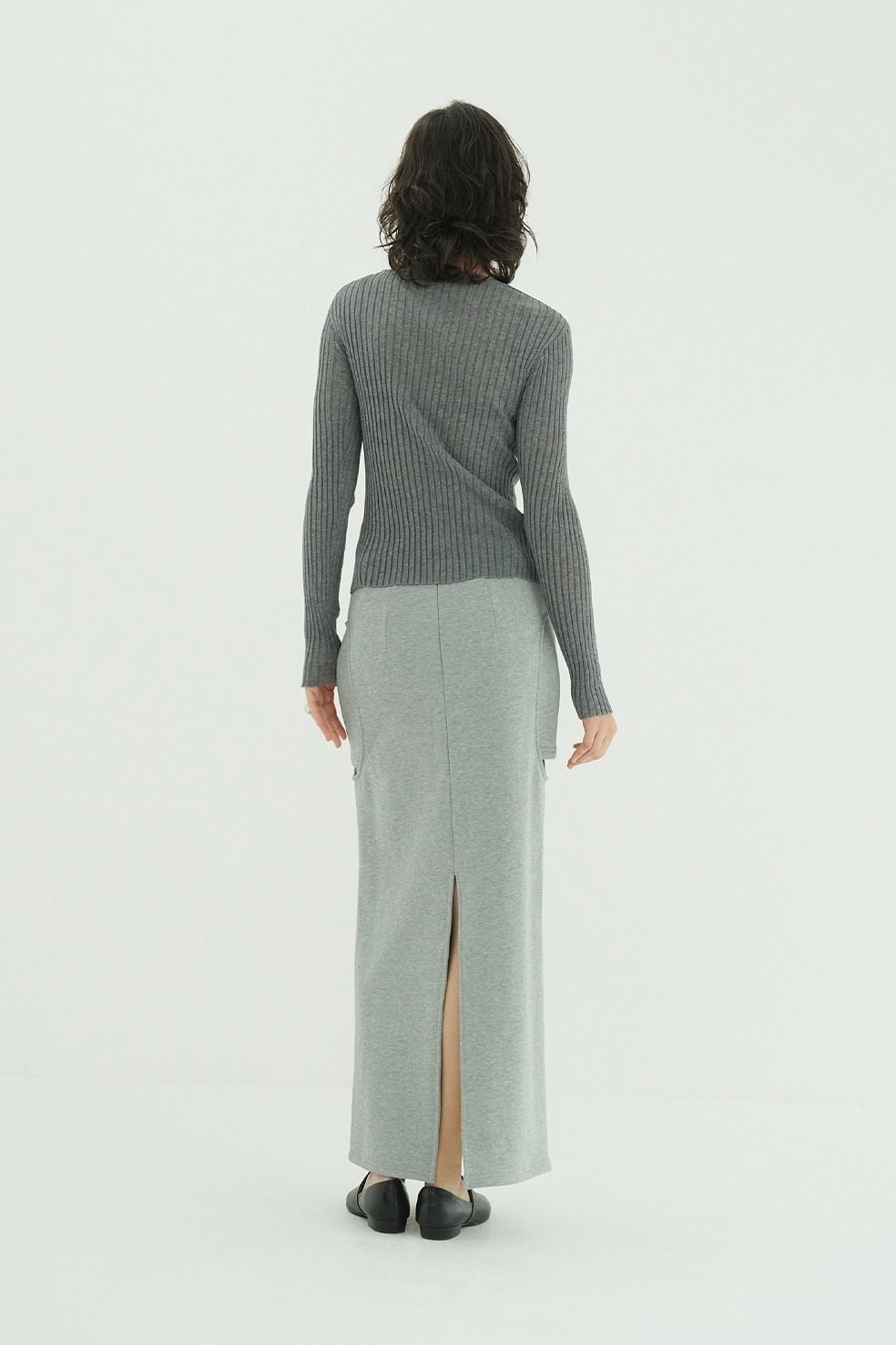 サークルカットスカート - CIRCLE CUT SWEAT SKIRT (GREY)